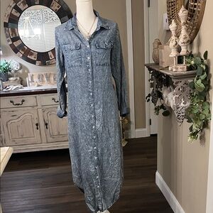 Elegant Long Sleeve Denim Dress